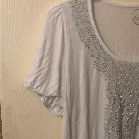 INC White shirt with silver beading detail. - Picture 4 of 5